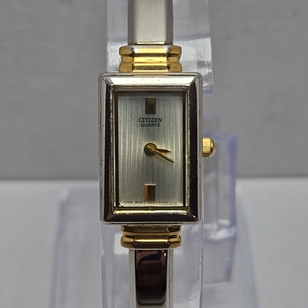 Womens Citizen 5421-K15044CK 15mm Tank Semi-Bangle Quartz Watch New Battery